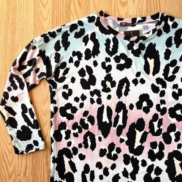 Bombom Animal Print Womens Top Tunic New with Tags Pastel Colors Sz S - Picture 5 of 13